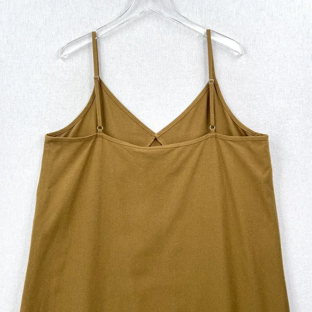 JENNI KAYNE Riviera Slip Dress Womens XXL Safari Green Raw Silk V-neck Maxi NEW - Picture 5 of 16